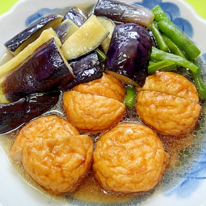 魚河岸あげと茄子インゲンのさっと煮